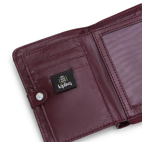 Kipling Money Love Metallic Small Wallet Pénztárca Bordó | HU 2206WN